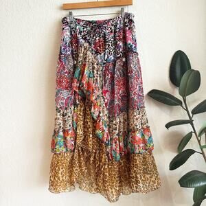 Jackpot Maxi Asymmetrical Layered Skirt OS Patchwoork Boho Hippie Festival Fairy